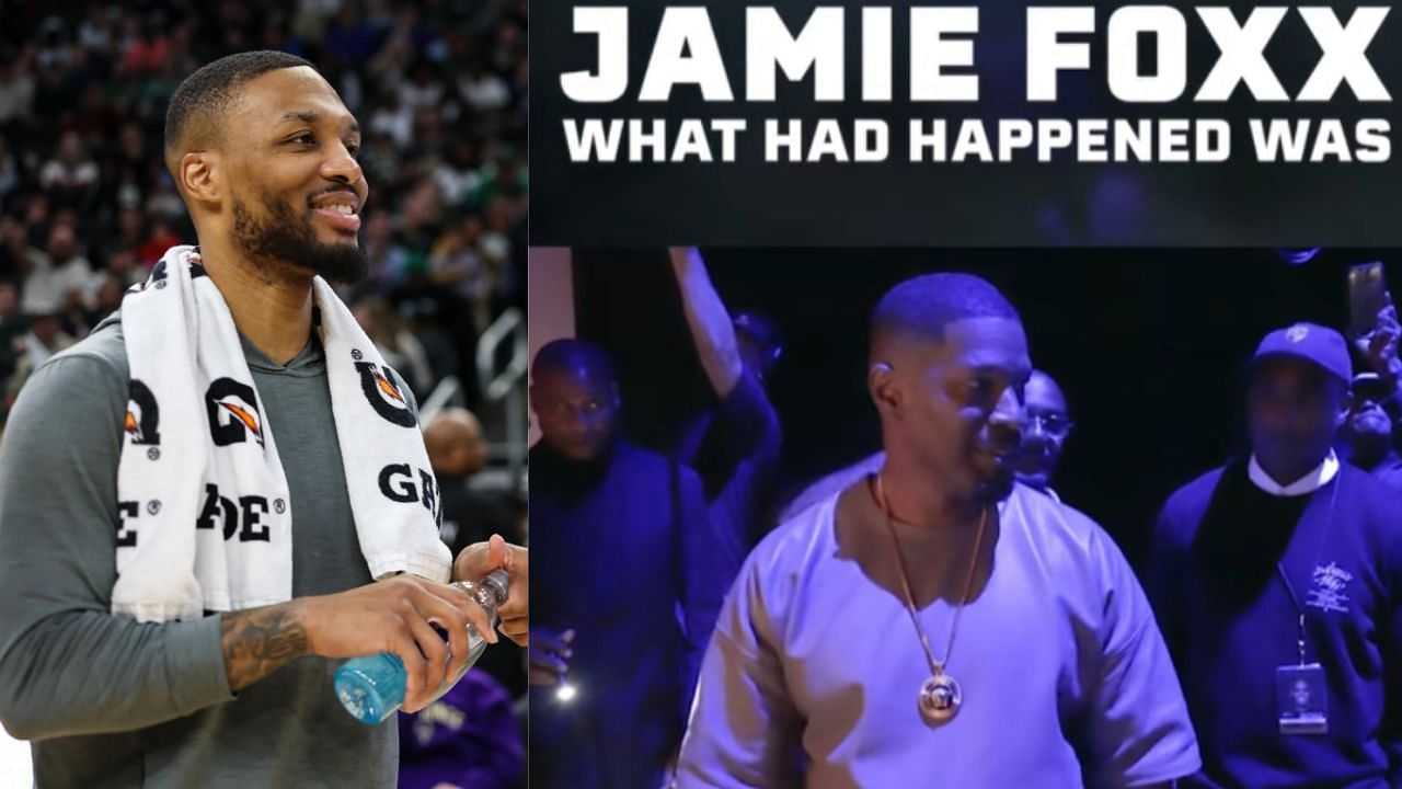 Amused Damian Lillard reacts to Jamie Foxx’s “Diddy” joke-Picture1