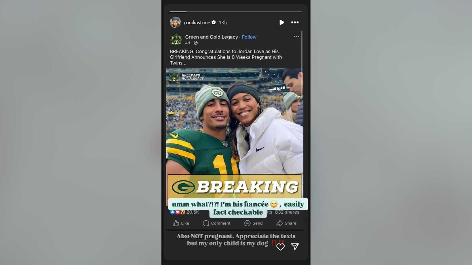 Jordan Love’s fiancée Ronika Stone sets the record straight after viral pregnancy rumors-Picture2